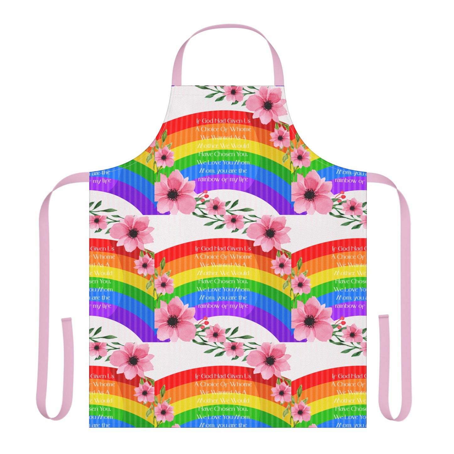 Mom, My Life Rainbow Colorful Floral Kitchen Apron