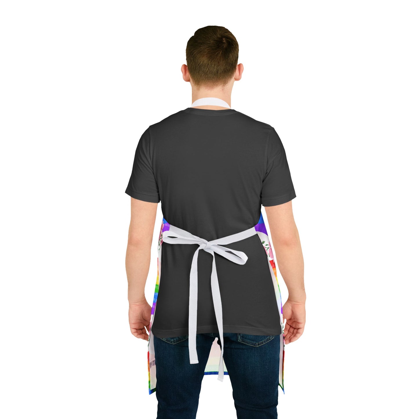 Mom, My Life Rainbow Colorful Floral Kitchen Apron