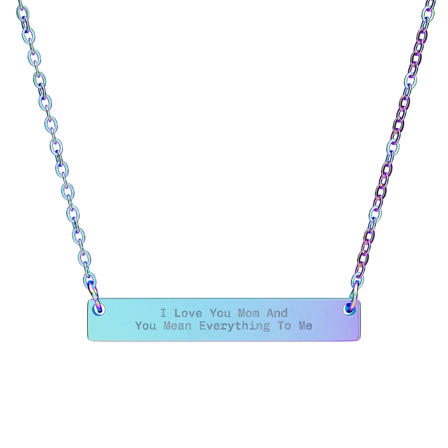 I Love You Mommy Horizontal Bar Necklace