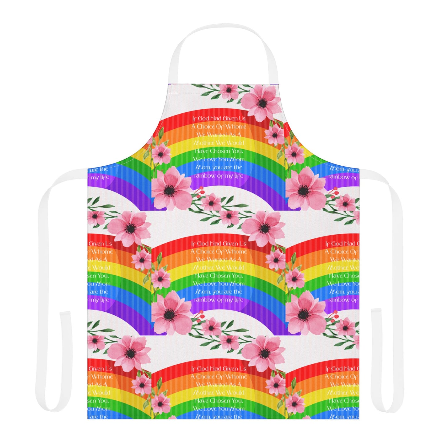 Mom, My Life Rainbow Colorful Floral Kitchen Apron