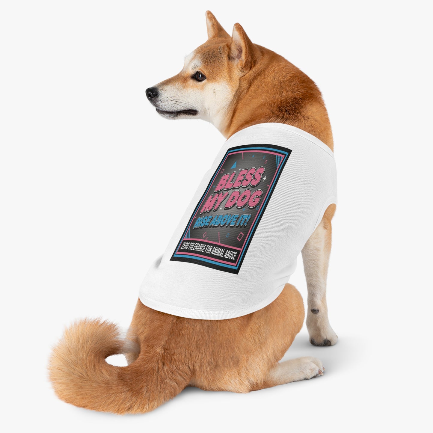 "Bless My Dog" Retro Graphic Dog Shirt (Zero Tolerance for Animal Abuse) Pet Tank Top