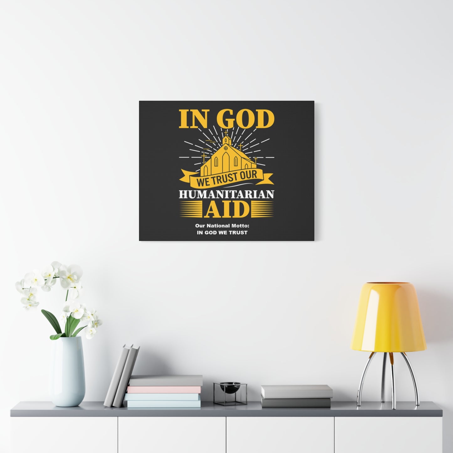 In God We Trust' Humanitarian Development Aid Design Inspirational Canvas Wall Art