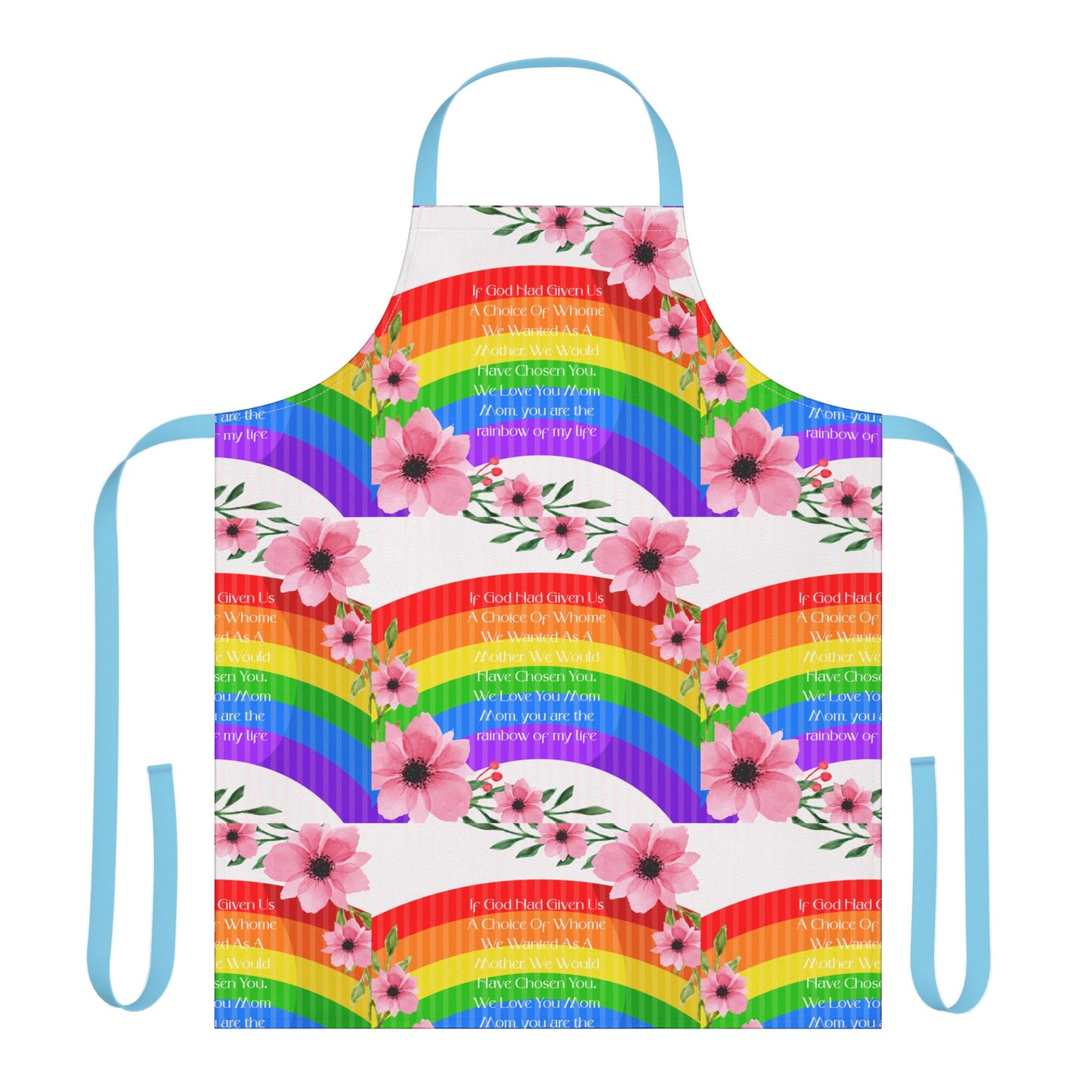 Mom, My Life Rainbow Colorful Floral Kitchen Apron