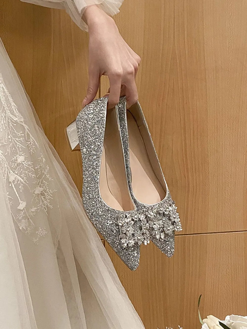 Frenchie Mid-Heel Wedding Buckle Shoes