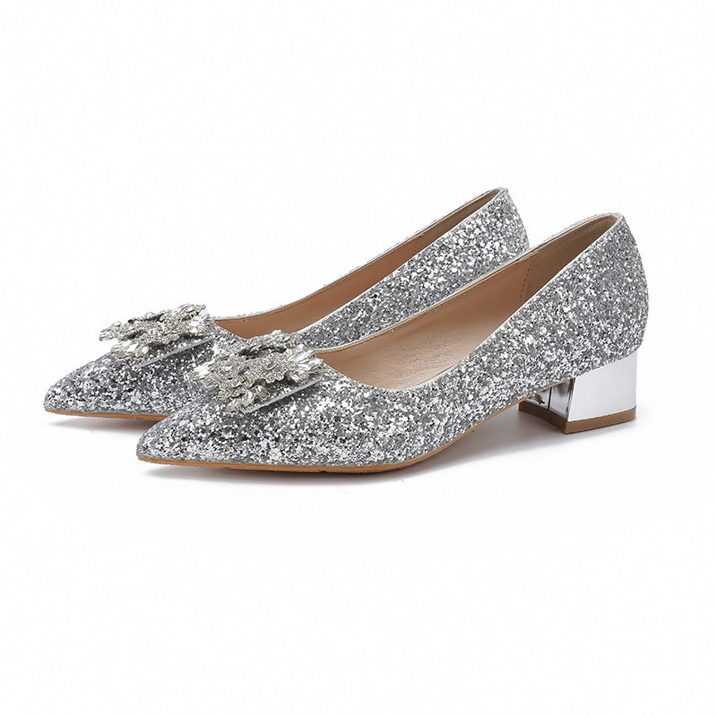 Frenchie Mid-Heel Wedding Buckle Shoes