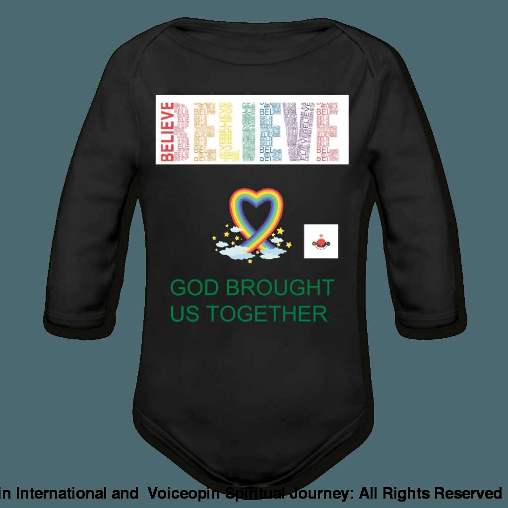 Believe God Brought Us Together Organic Long Sleeve Baby Bodysuit