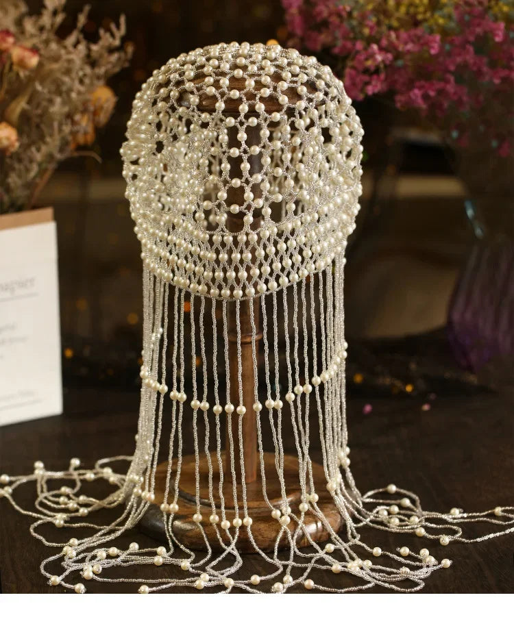 Pearl Tassel Headpiece Handmade