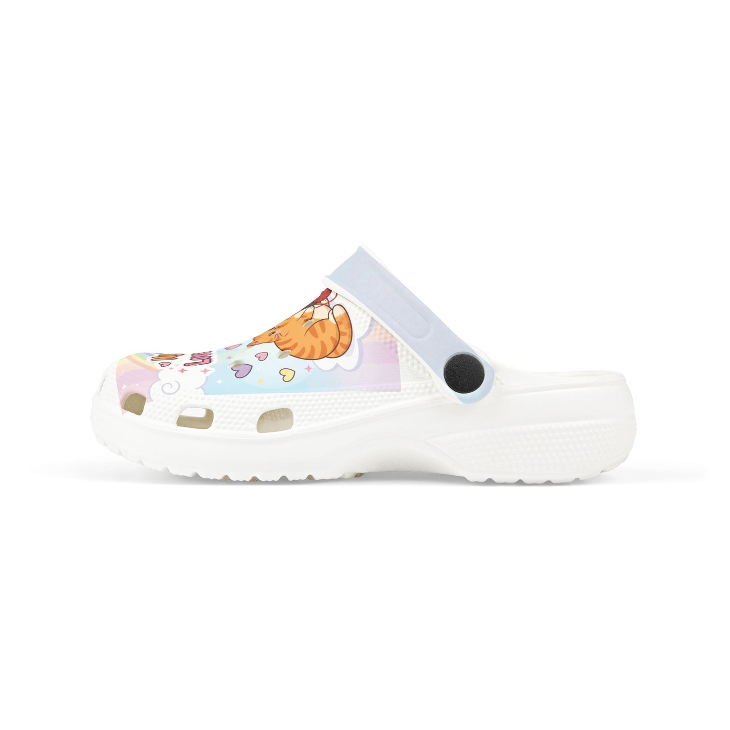 “My Cat and I Love Each Other”Kids Cat Clogs — Rainbow EVA Foam Slip-Ons