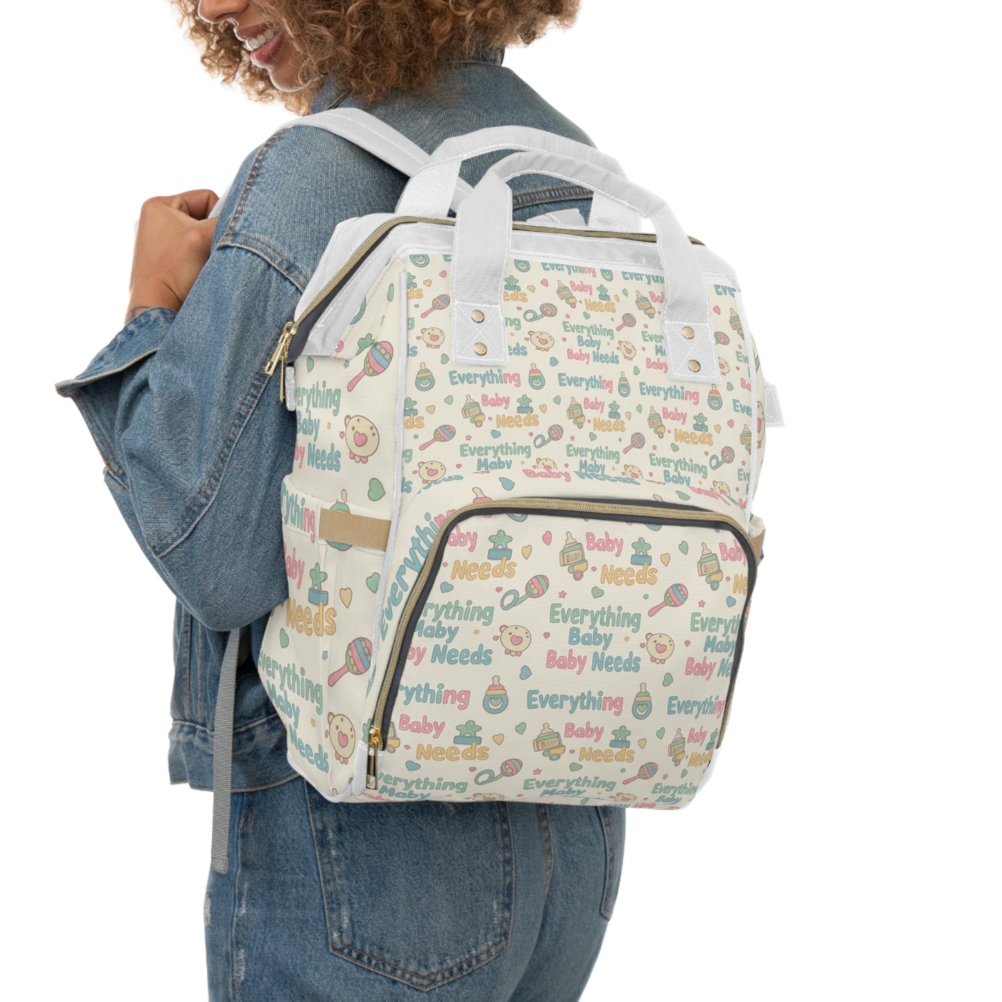 Everything A Baby Needs Baby Needs Diaper Backpack — Multifunctional Mommy & Dad Nappy Bag with Cute Pastel Icons
