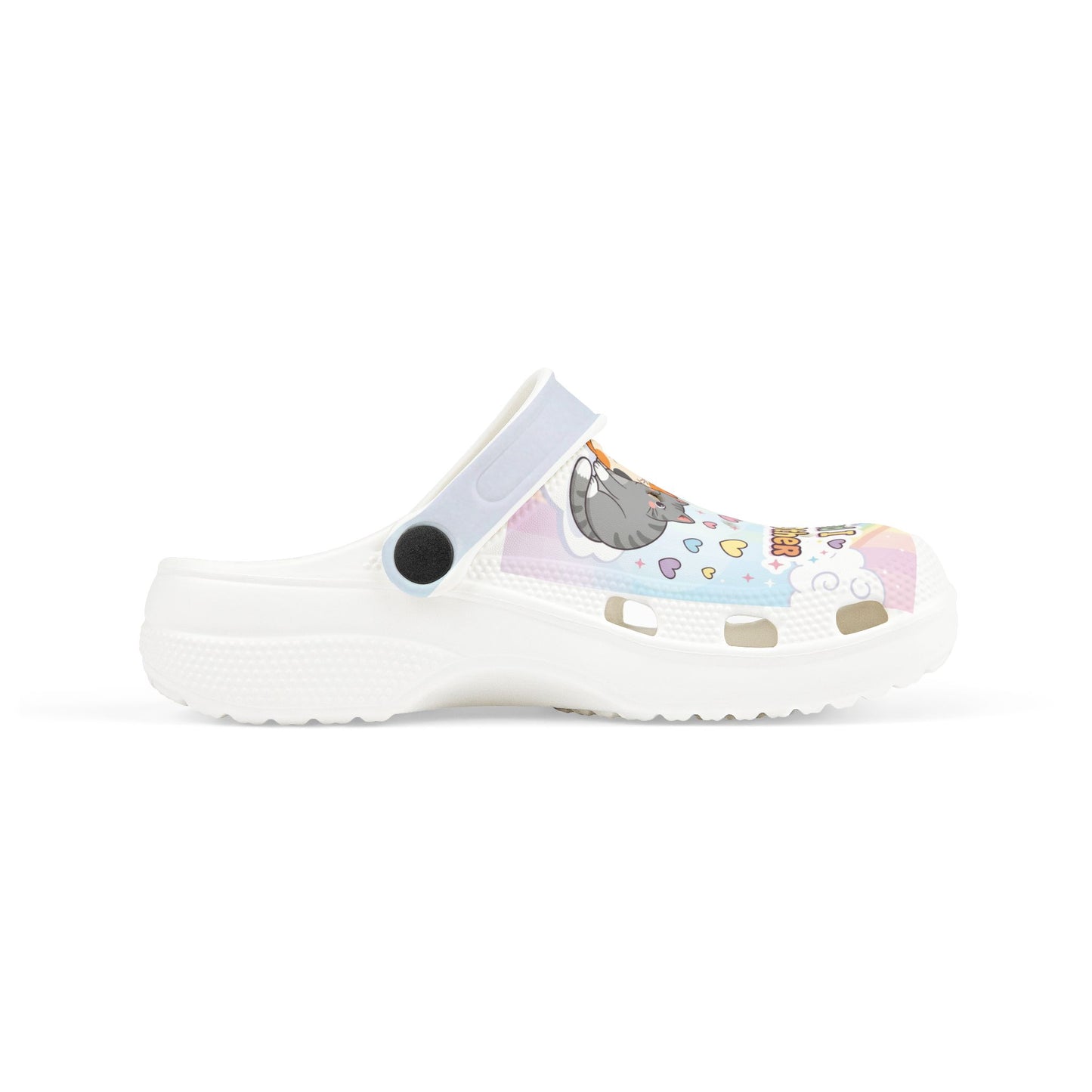 “My Cat and I Love Each Other”Kids Cat Clogs — Rainbow EVA Foam Slip-Ons
