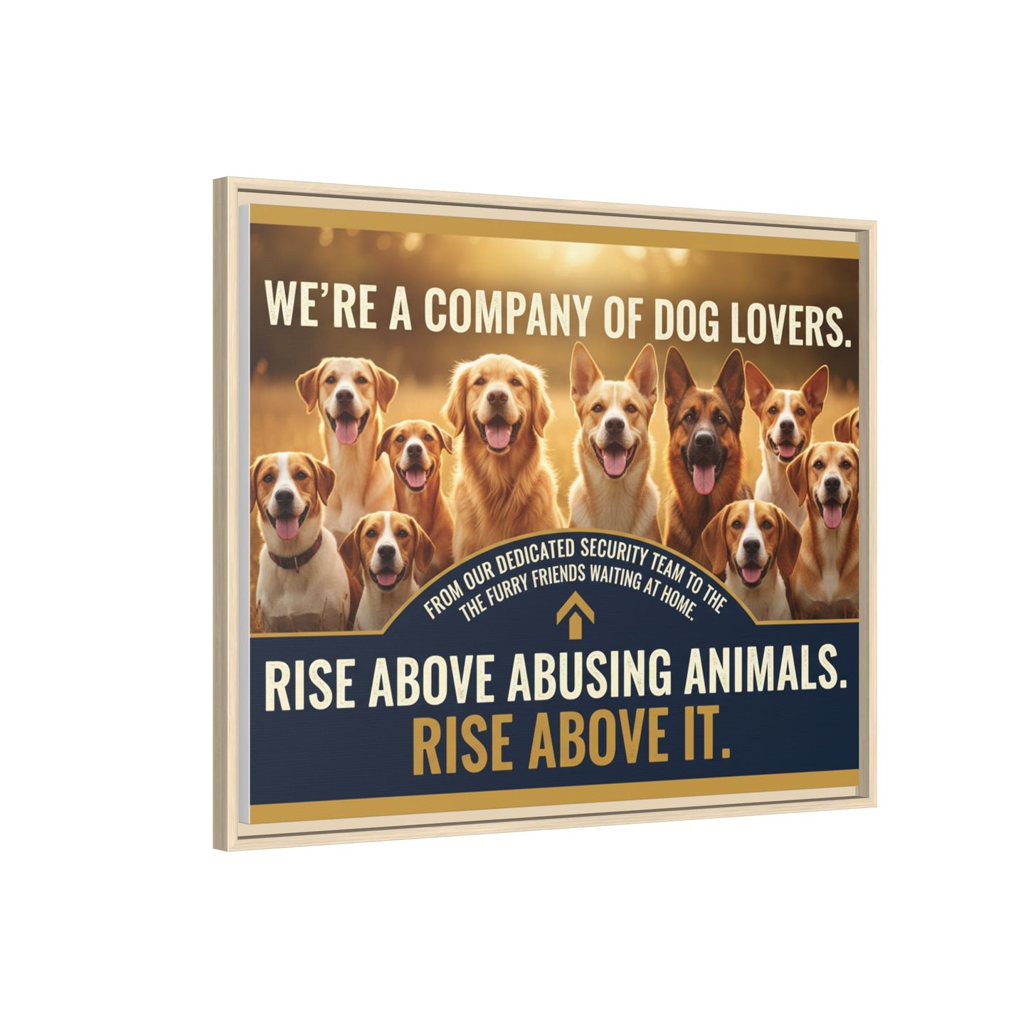Framed Dog Lovers Canvas – “We’re a Company of Dog Lovers” Rescue Advocacy Wall Art
