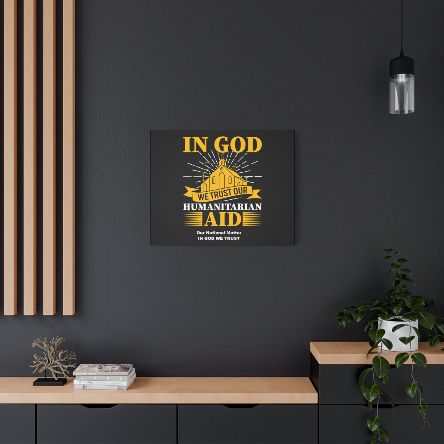 In God We Trust' Humanitarian Development Aid Design Inspirational Canvas Wall Art
