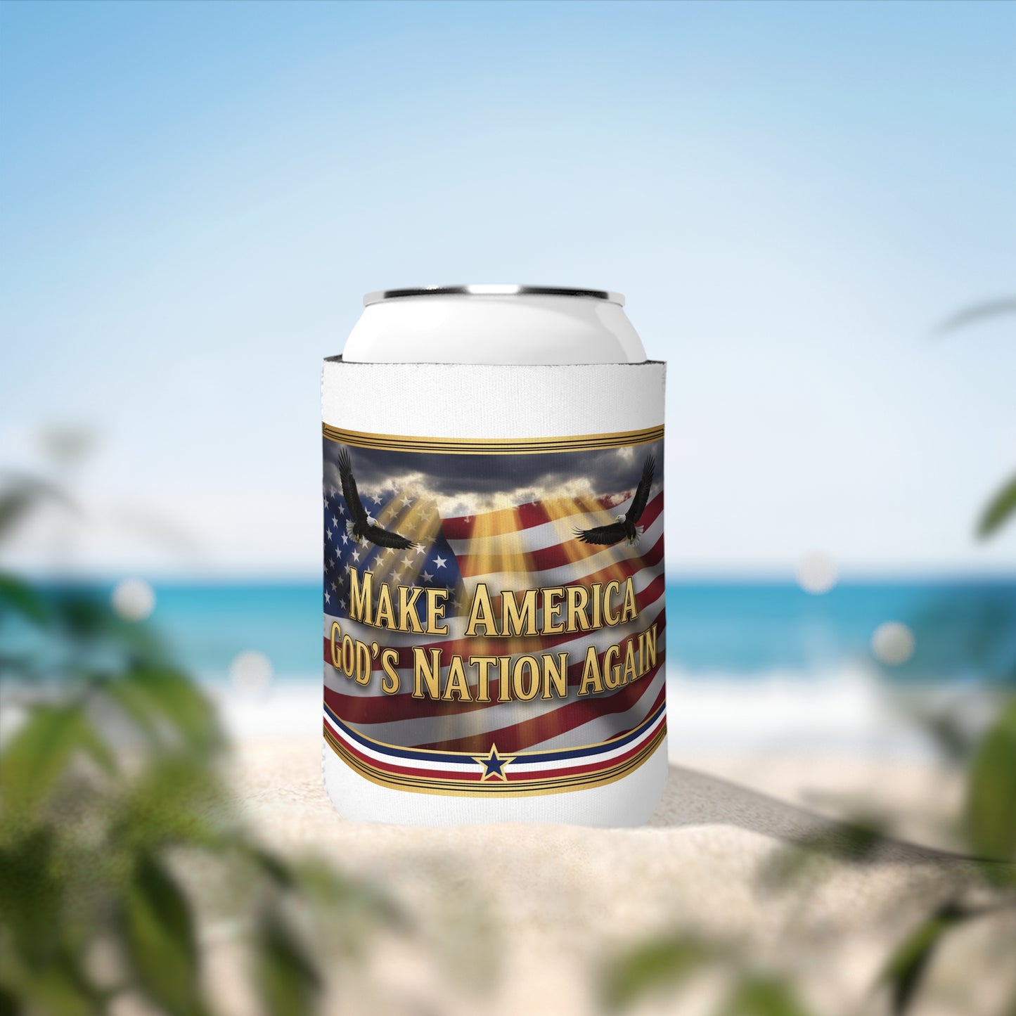 "Make America God's Nation Again" Patriotic Beverage Koozie Can Cooler