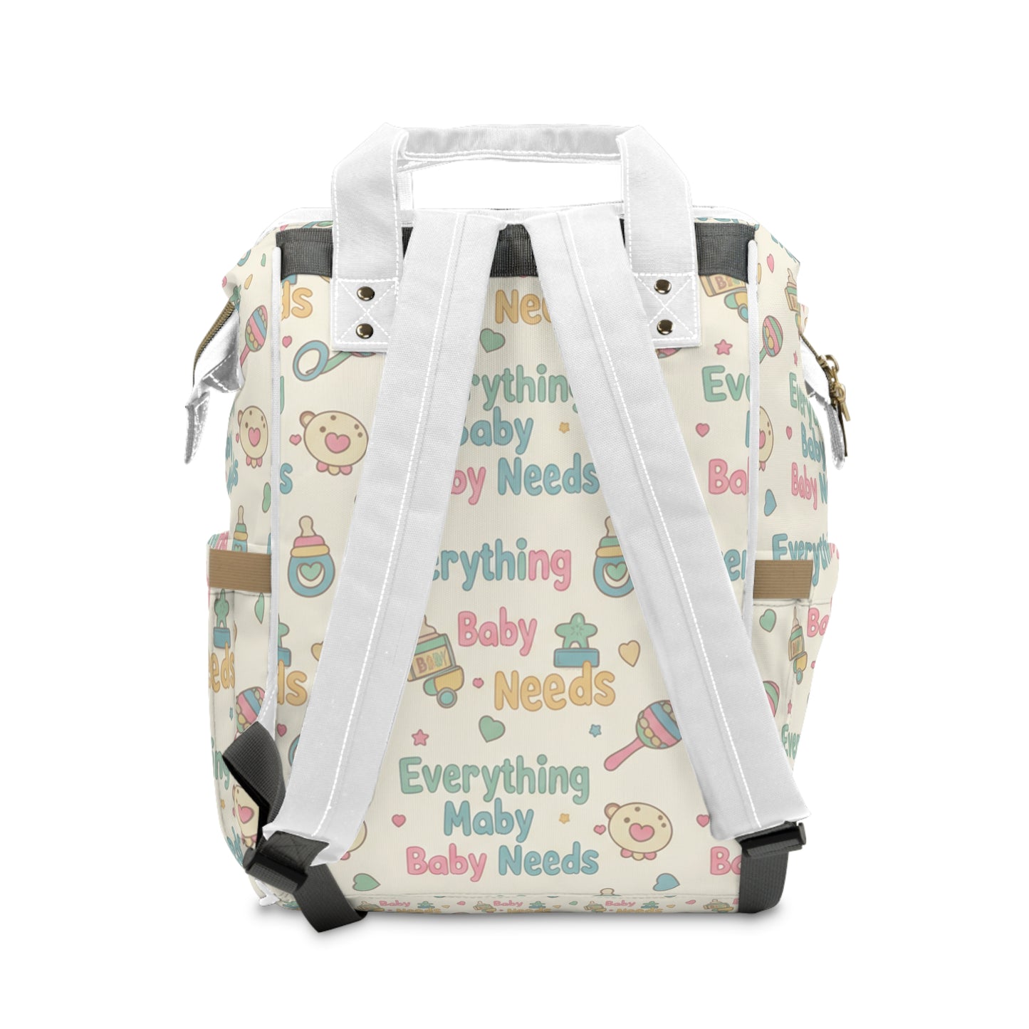 Everything A Baby Needs Baby Needs Diaper Backpack — Multifunctional Mommy & Dad Nappy Bag with Cute Pastel Icons