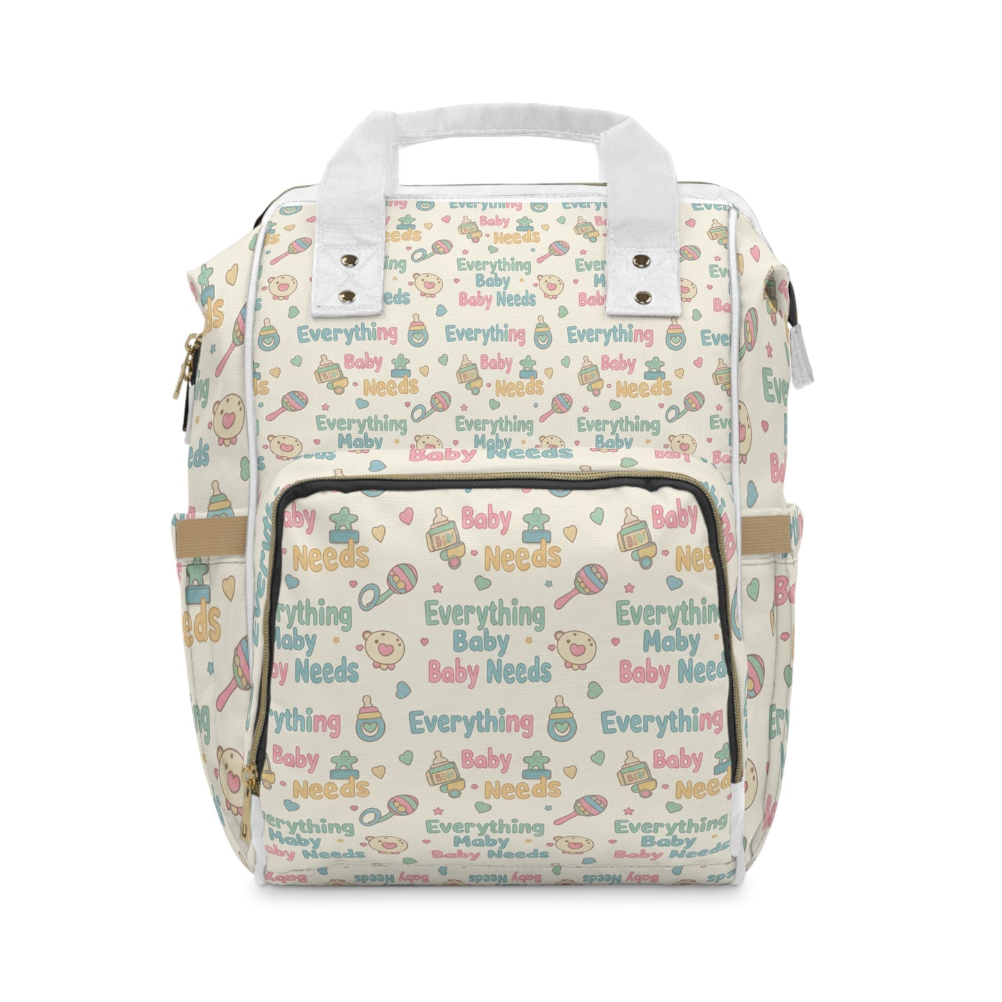 Everything A Baby Needs Baby Needs Diaper Backpack — Multifunctional Mommy & Dad Nappy Bag with Cute Pastel Icons