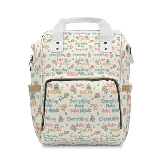 Everything A Baby Needs Baby Needs Diaper Backpack — Multifunctional Mommy & Dad Nappy Bag with Cute Pastel Icons