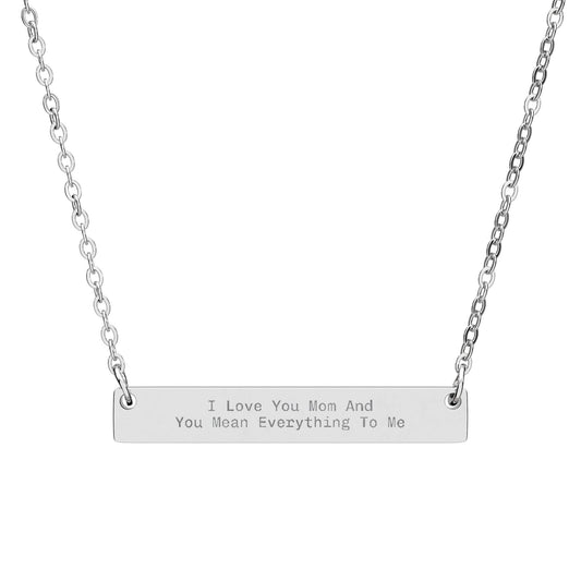I Love You Mommy Horizontal Bar Necklace