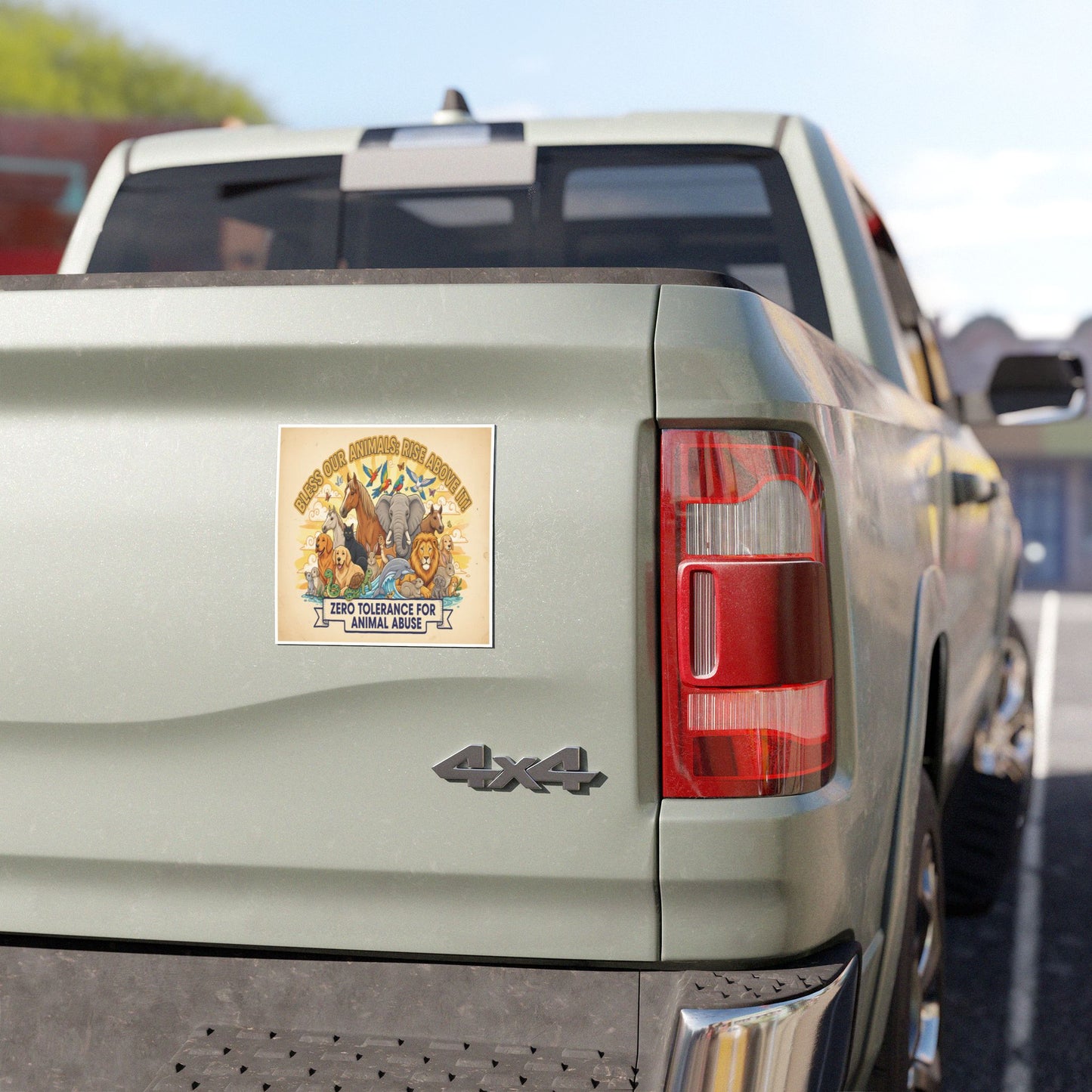 “Bless Our Animals: Rise Above It” | Zero Tolerance for Animal Abuse - Car Magnet