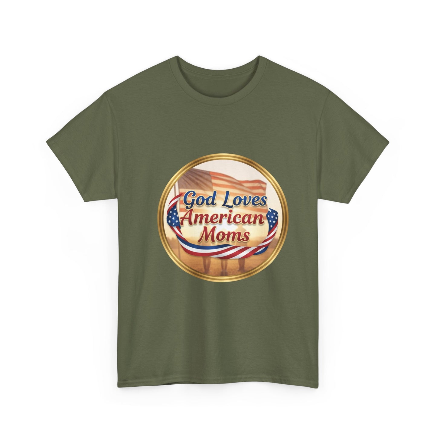 God Loves American Moms Unisex Heavy Cotton Tee