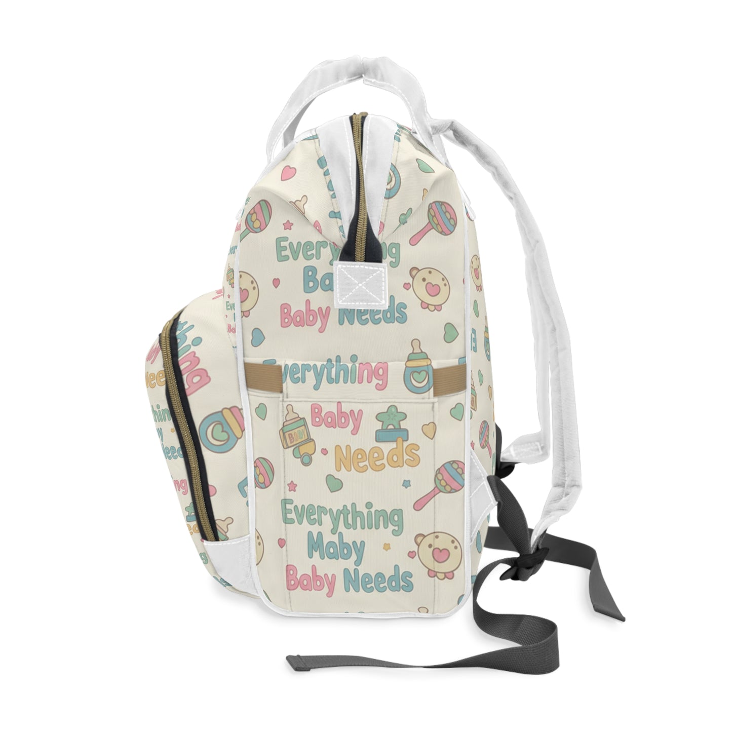 Everything A Baby Needs Baby Needs Diaper Backpack — Multifunctional Mommy & Dad Nappy Bag with Cute Pastel Icons