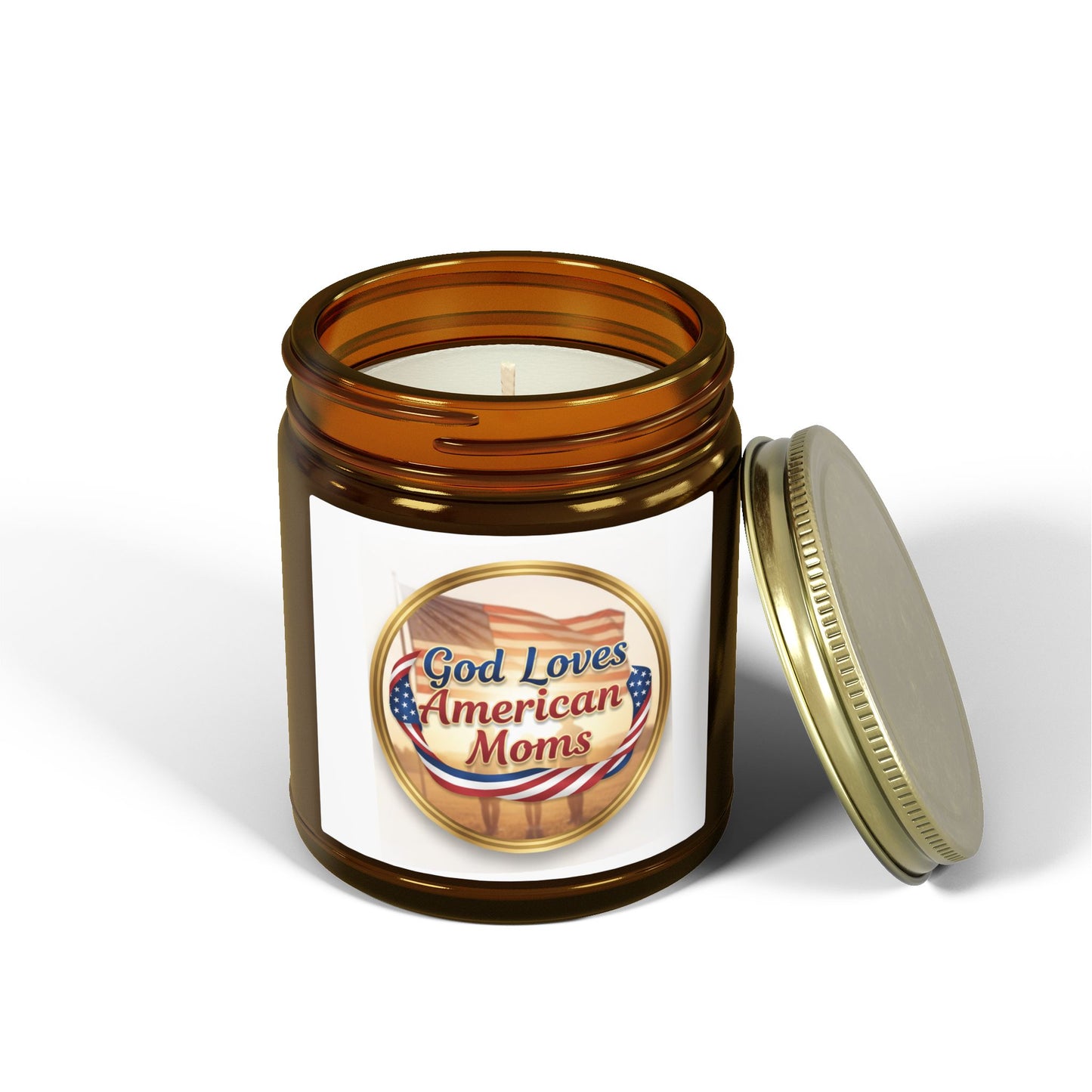 God Loves American Moms Scented Candle — Coconut Apricot Wax  (4 oz & 9 oz)