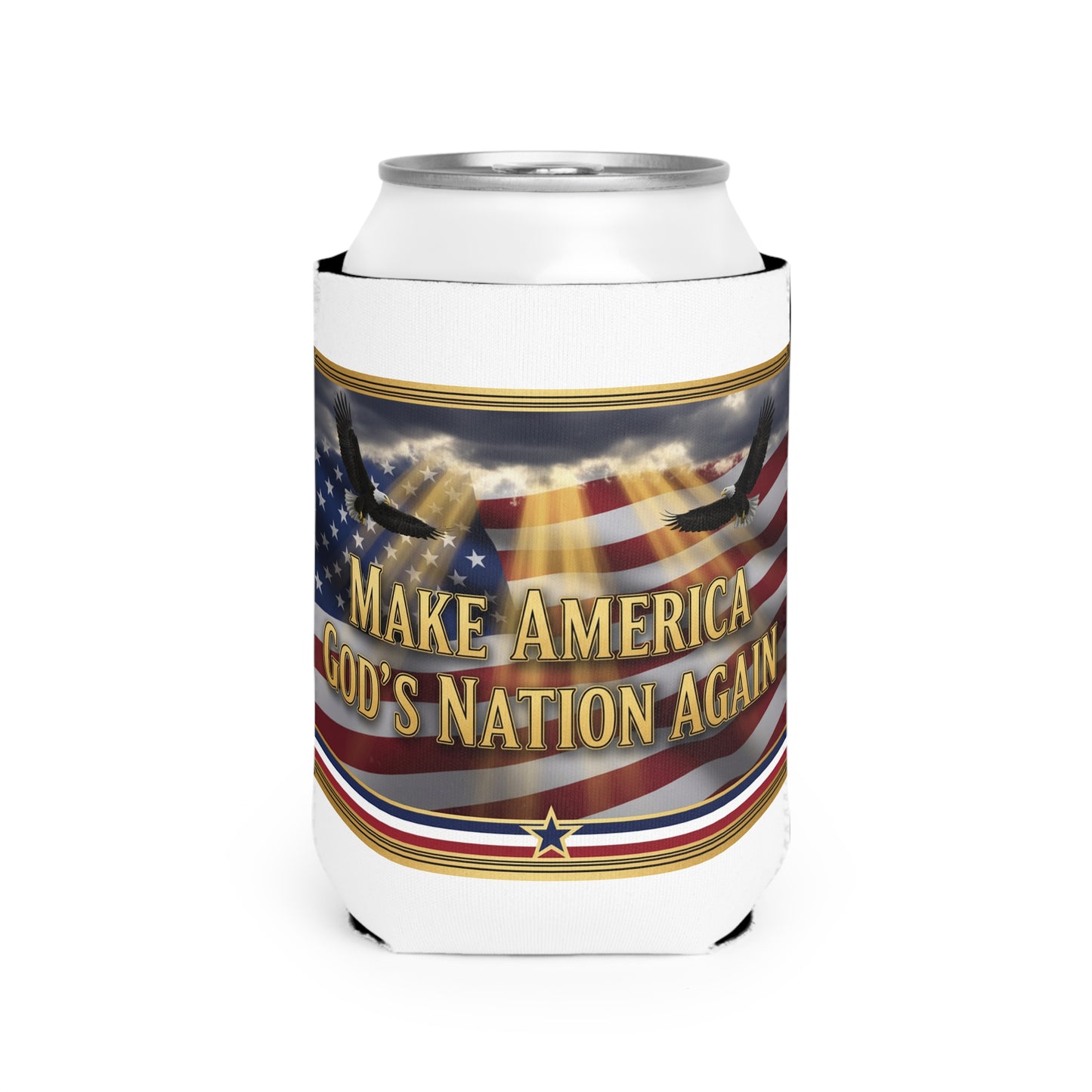 "Make America God's Nation Again" Patriotic Beverage Koozie Can Cooler