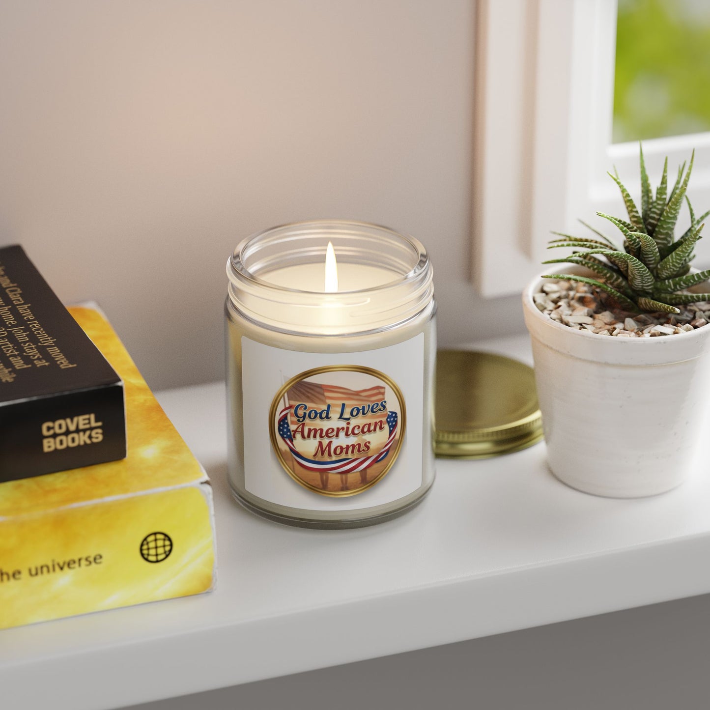 God Loves American Moms Scented Candle — Coconut Apricot Wax  (4 oz & 9 oz)