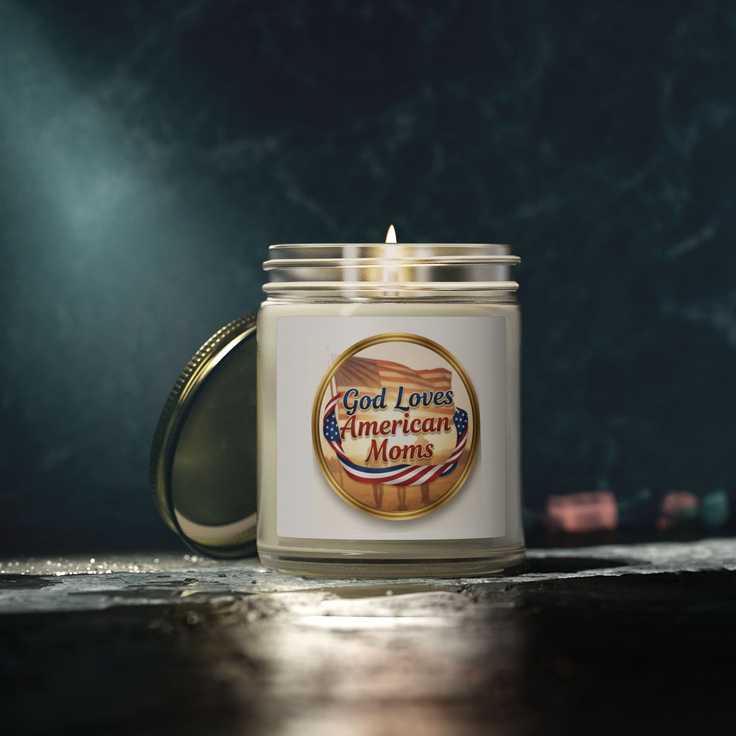 God Loves American Moms Scented Candle — Coconut Apricot Wax  (4 oz & 9 oz)