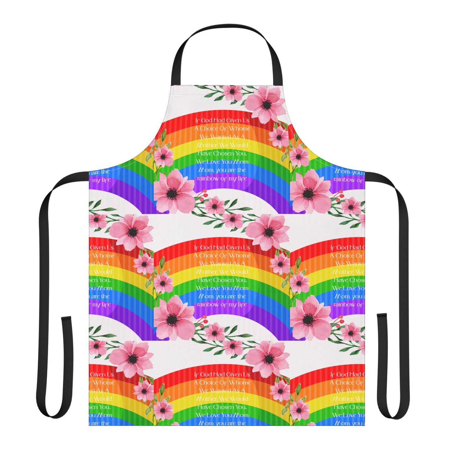 Mom, My Life Rainbow Colorful Floral Kitchen Apron