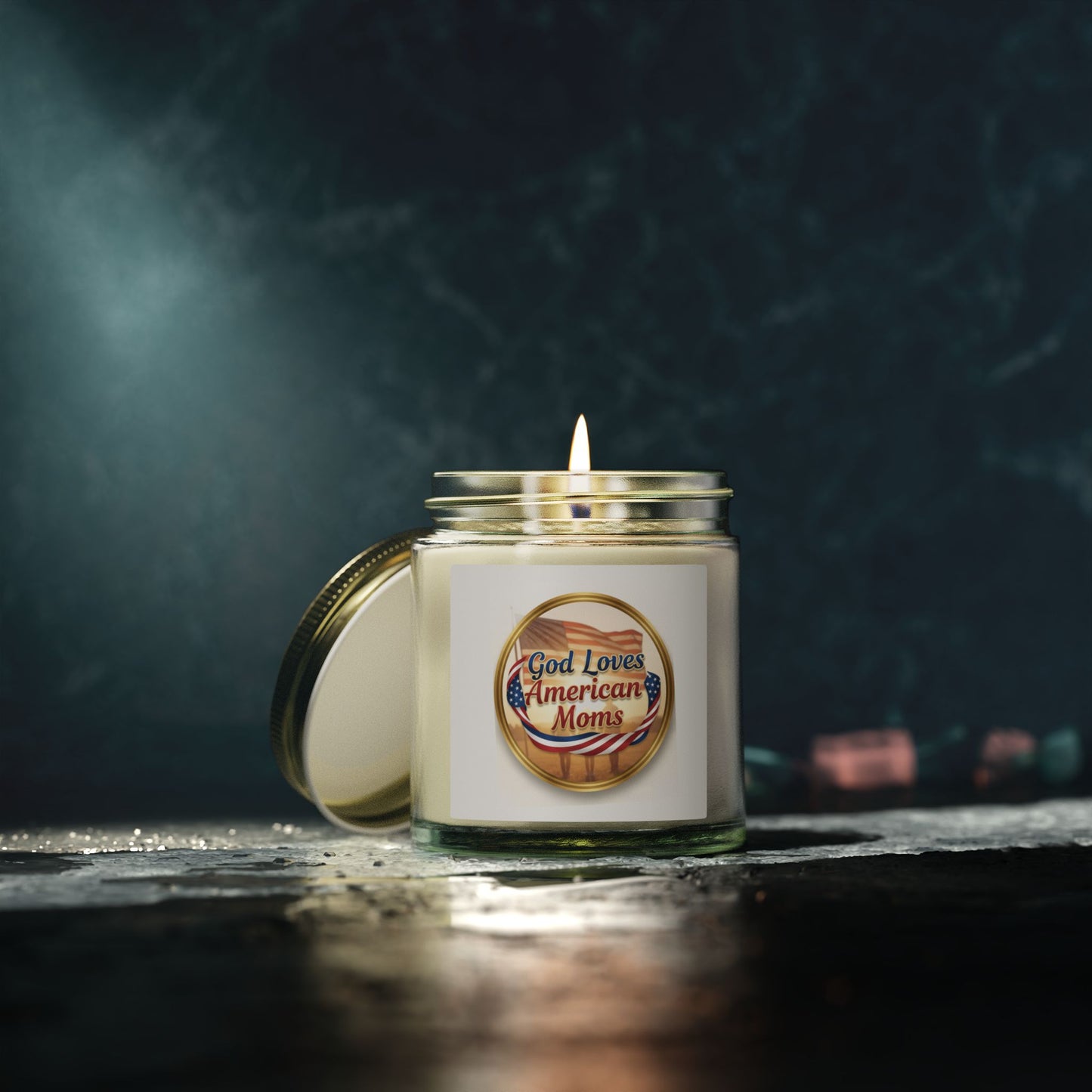 God Loves American Moms Scented Candle — Coconut Apricot Wax  (4 oz & 9 oz)