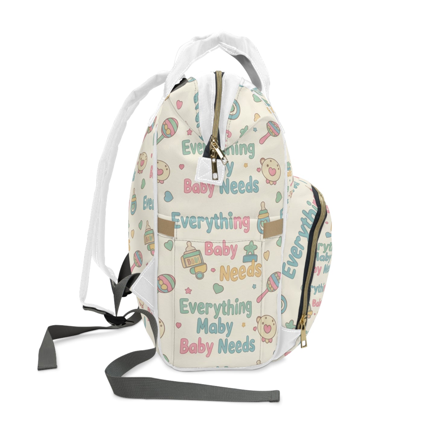 Everything A Baby Needs Baby Needs Diaper Backpack — Multifunctional Mommy & Dad Nappy Bag with Cute Pastel Icons
