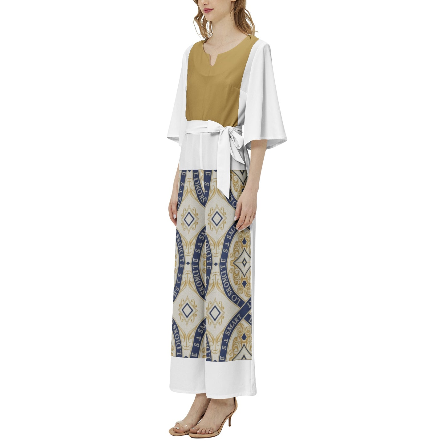 Dolman Sleeve Belted Wide Leg Jumpsuit