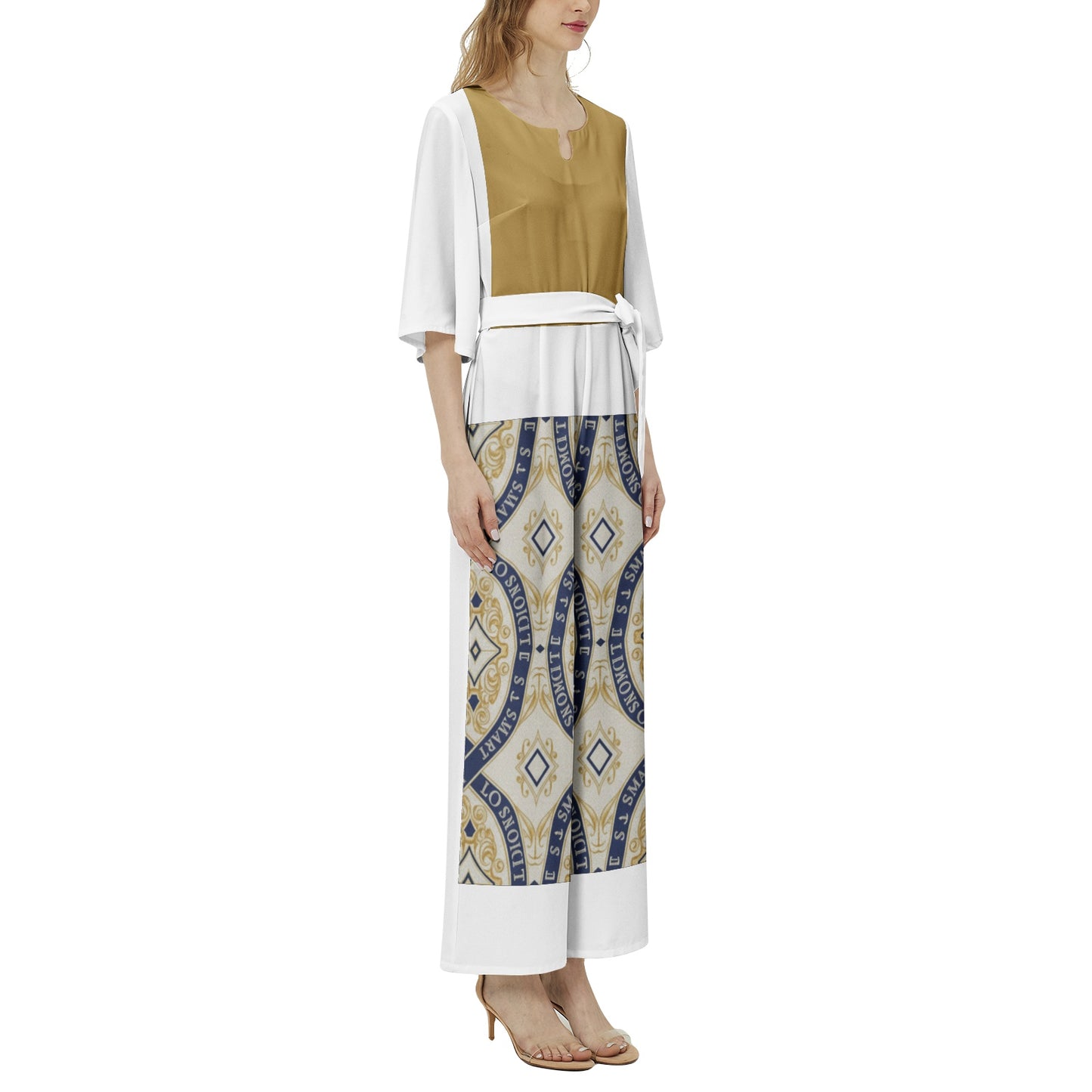 Dolman Sleeve Belted Wide Leg Jumpsuit