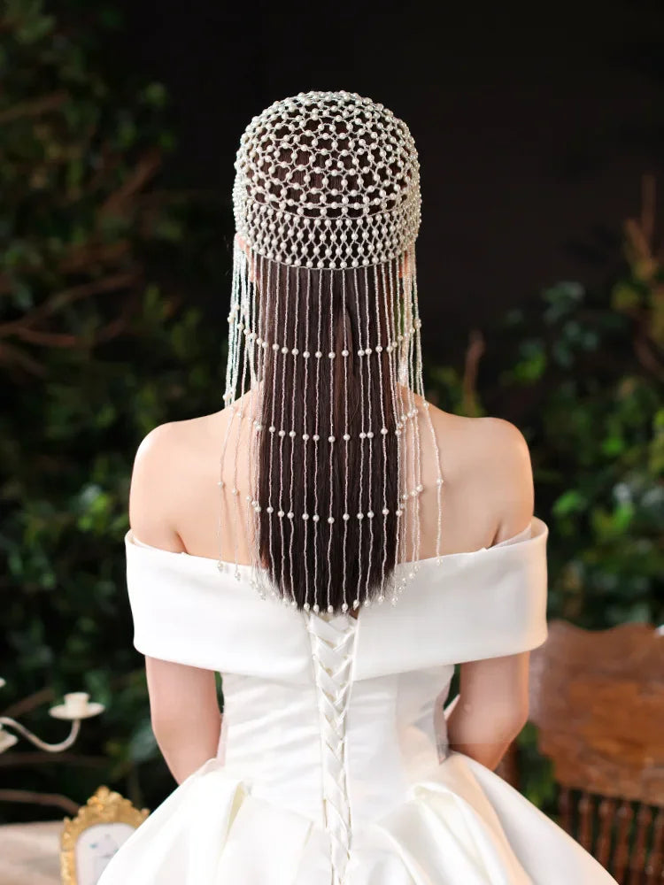 Pearl Tassel Headpiece Handmade