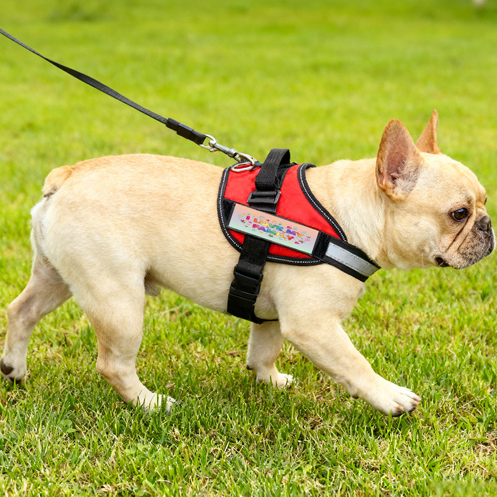 I Love My Family Pet Tugging Vest With Leather Patch