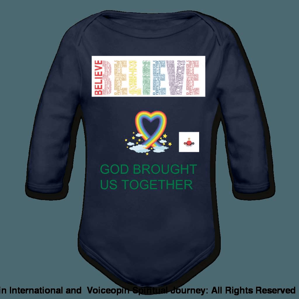 Believe God Brought Us Together Organic Long Sleeve Baby Bodysuit