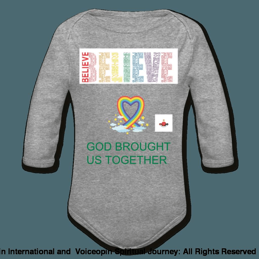 Believe God Brought Us Together Organic Long Sleeve Baby Bodysuit