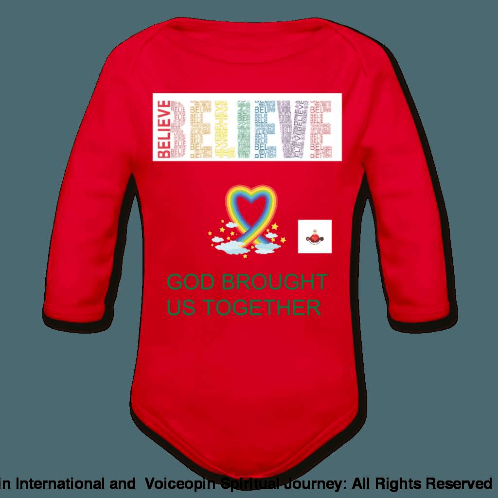 Believe God Brought Us Together Organic Long Sleeve Baby Bodysuit