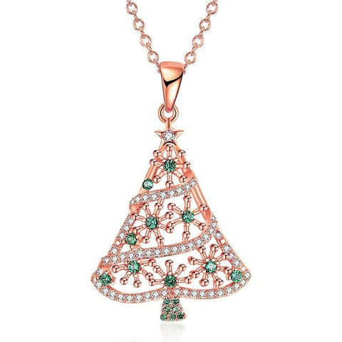 18K Rose Gold Plated Christmas Tree Green Ornaments Necklace - Voiceopin International: Child Abuse Information & Online Shopping Center