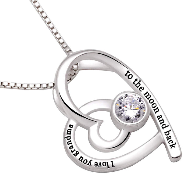 Grandma, I Love You Designer Swarovski Crystals - Pave Heart Necklace - Voiceopin International: Child Abuse Information & Online Shopping Center