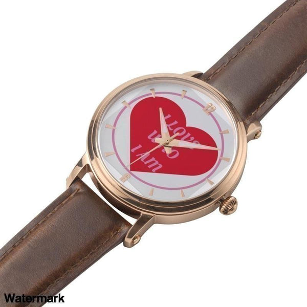 I Love Who I Am Genuine Leather Strap Water-resistant Automatic Watch (Rose Gold) Adult - Voiceopin International: Child Abuse Information & Online Shopping Center