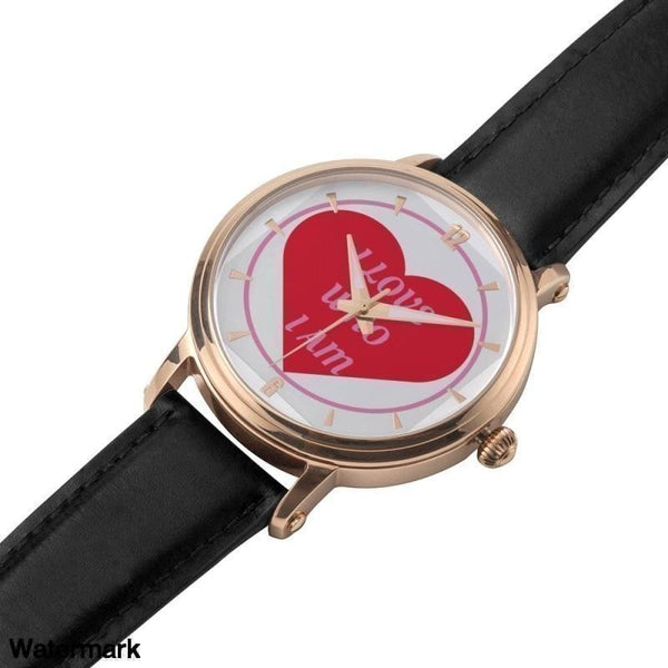 I Love Who I Am Genuine Leather Strap Water-resistant Automatic Watch (Rose Gold) Adult - Voiceopin International: Child Abuse Information & Online Shopping Center