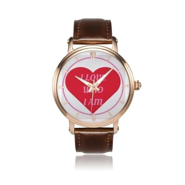 I Love Who I Am Genuine Leather Strap Water-resistant Automatic Watch (Rose Gold) Adult - Voiceopin International: Child Abuse Information & Online Shopping Center