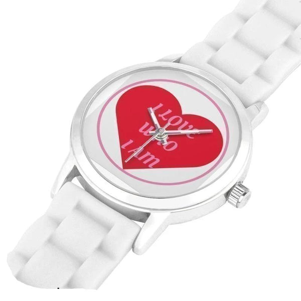 I Love Who I Am Silica Gel Strap Water Resistant Quartz Youth Watch-Red - Voiceopin International: Child Abuse Information & Online Shopping Center