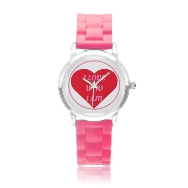 I Love Who I Am Silica Gel Strap Water Resistant Quartz Youth Watch-Red - Voiceopin International: Child Abuse Information & Online Shopping Center