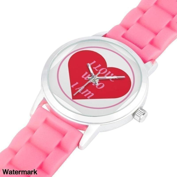 I Love Who I Am Silica Gel Strap Water Resistant Quartz Youth Watch-Red - Voiceopin International: Child Abuse Information & Online Shopping Center