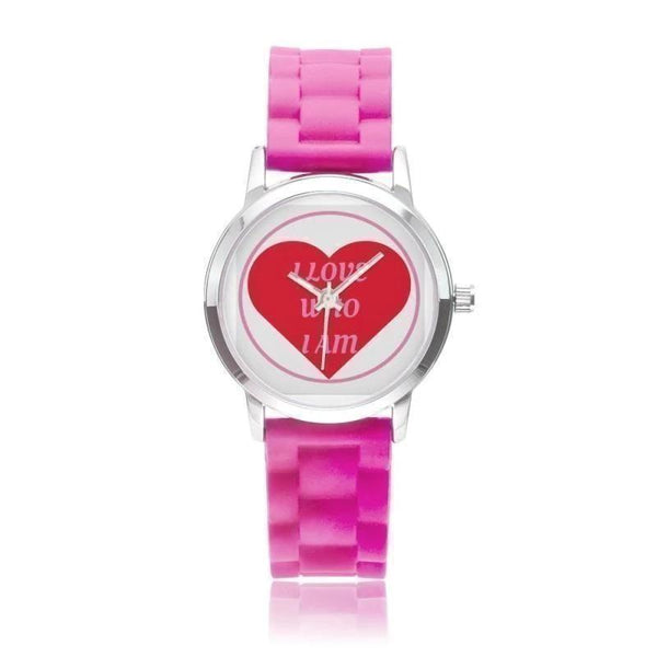 I Love Who I Am Silica Gel Strap Water Resistant Quartz Youth Watch-Red - Voiceopin International: Child Abuse Information & Online Shopping Center