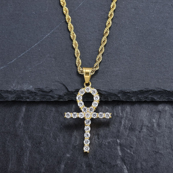 Iced Out Celtic Sun Cross 18K Gold Filled with Diamond Cut Chain - Voiceopin International: Child Abuse Information & Online Shopping Center