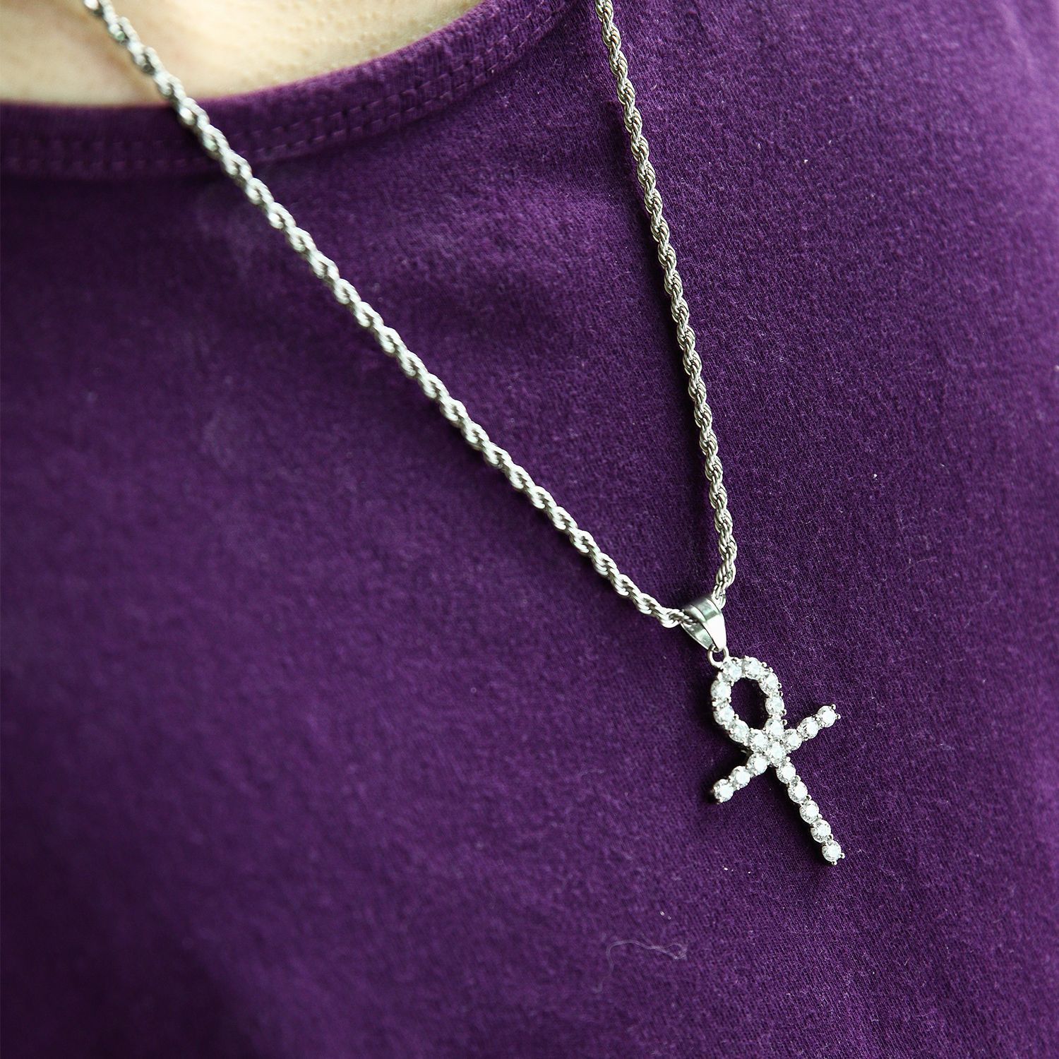 Iced Out Celtic Sun Cross 18K White Gold Filled with Diamond Cut Chain - Voiceopin International: Child Abuse Information & Online Shopping Center