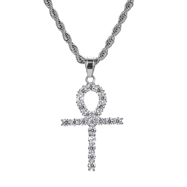 Iced Out Celtic Sun Cross 18K White Gold Filled with Diamond Cut Chain - Voiceopin International: Child Abuse Information & Online Shopping Center